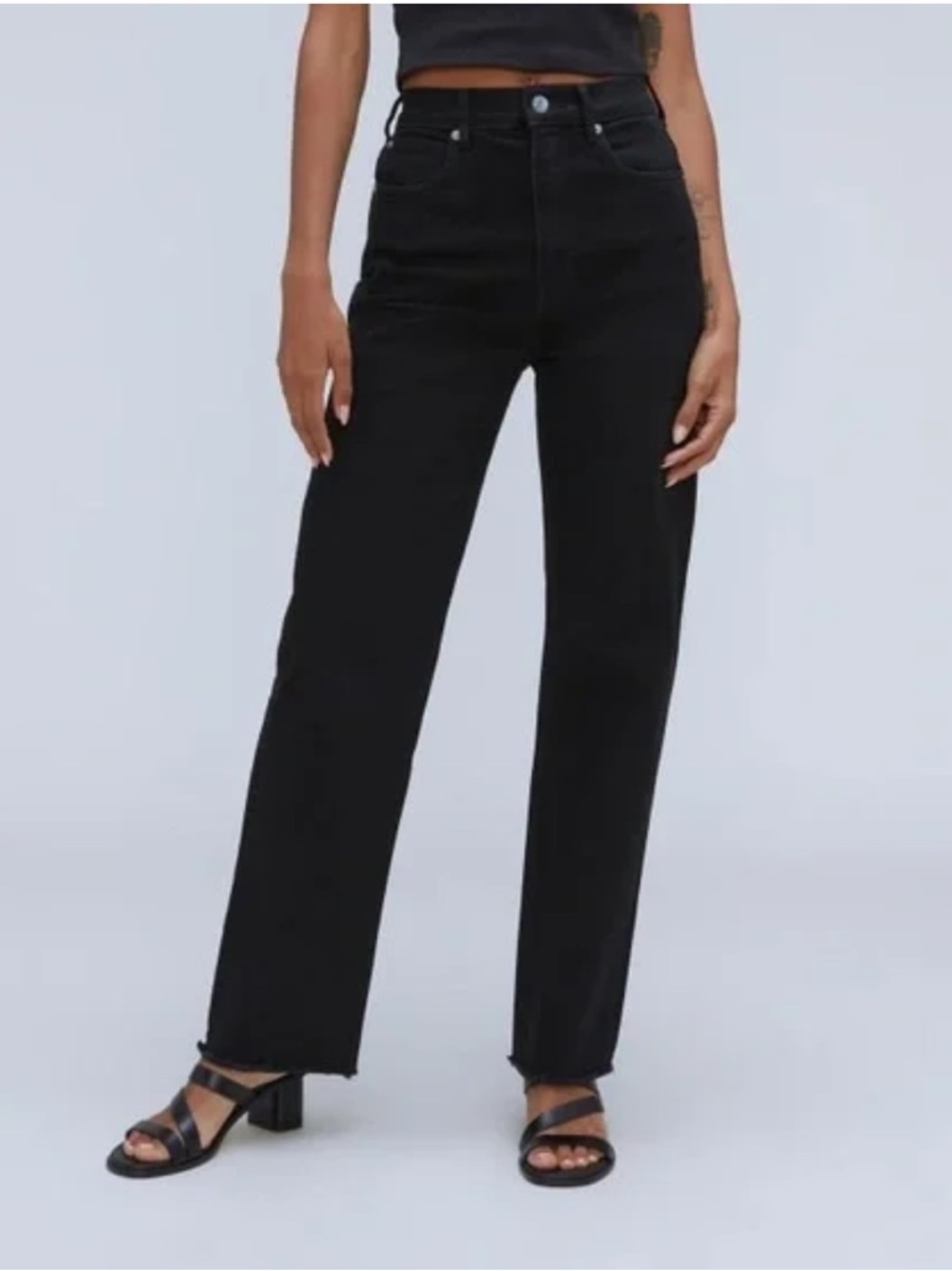 Everlane High-Rise Straight-Leg Jeans in Black